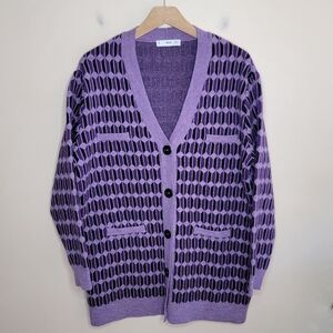 Mango MNG | Purple Geometric Longline Cardigan Sweater BTS Army Size Large